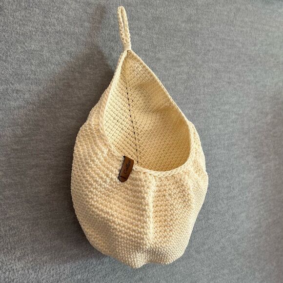 Callyst Wall Hanging Crochet Basket Boho Bohemian Chic Hygge Cottagecore Neutral - Picture 1 of 9